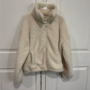 American Eagle Outfitters Cream Sherpa Jacket